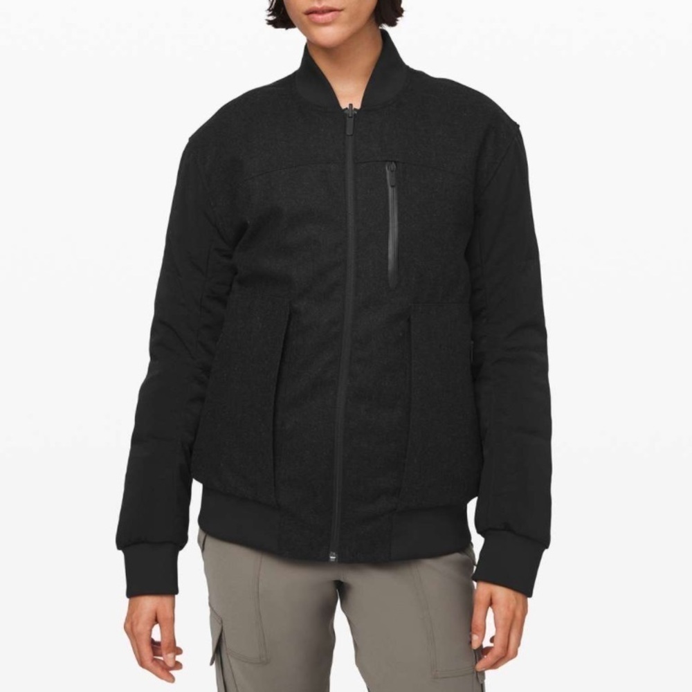 Lululemon Roam Far Wool Down Feather Reversible Bomber Puffer Jacket